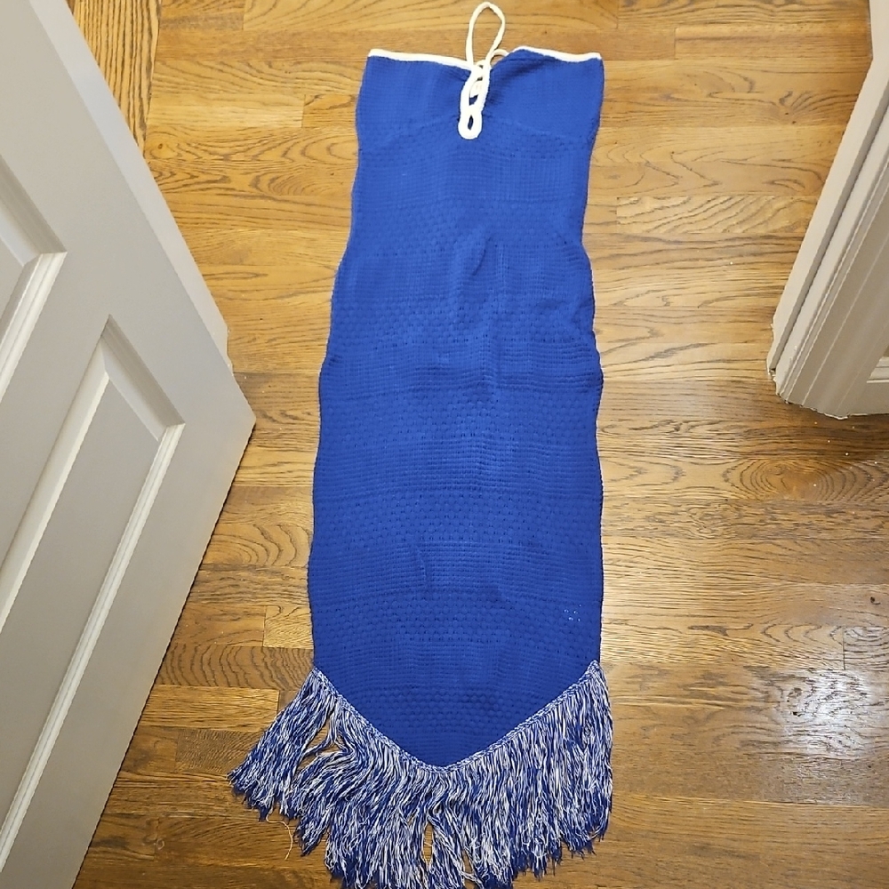 Fate Blue Maxi Dress with Fringe